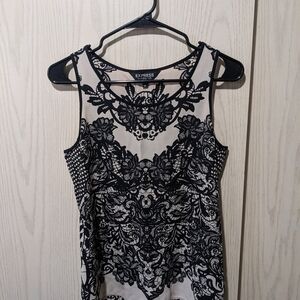 Express Black and Cream Lace Top